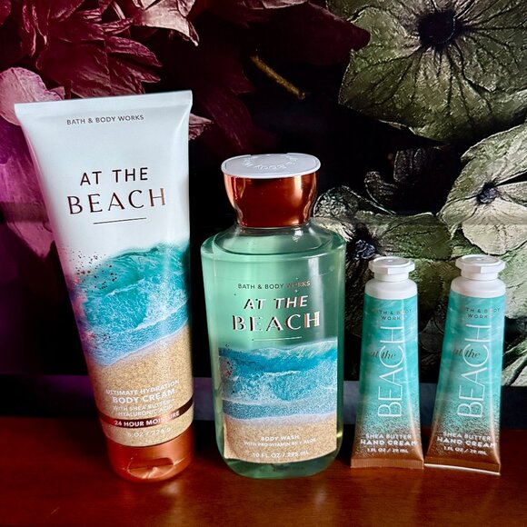 NEW 4-Pc AT THE BEACH Body Cream, Body Wash, 2 Hand Cream Bath & Body Works - Picture 1 of 3
